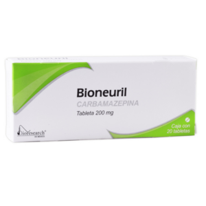 Bioneuril (carbamazepina) tableta 200mg, caja 20 tabletas.