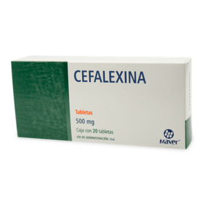 Cefalexina tableta 500mg, caja 20 tabletas.