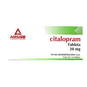 Citalopram tableta 20mg, caja 14 tabletas.
