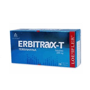 Erbitax (terbinafina) tableta 250mg, caja 28 tabletas.
