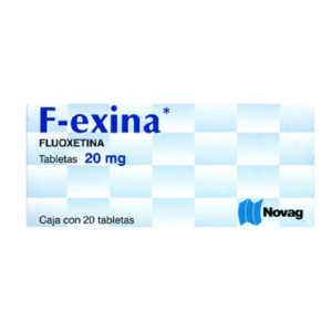 F-exina (Fluoxetina) tableta 20mg, caja 20 tabletas.