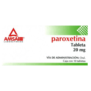 Paroxetina 20mg caja con 10 tabletas.