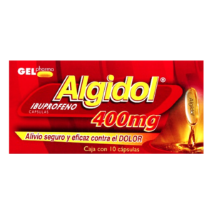 Algidol (ibuprofeno) capsula 400mg, caja 10 capsulas.