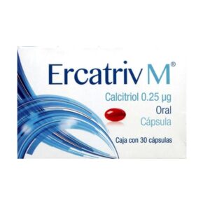 ErcatrivM (calcitriol) capsula 0.25mg, caja 30 capsulas.