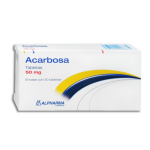 Acarbosa tableta 100mg, caja 30 tabletas.