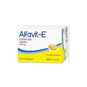 Alfavit E (tocofersolan) capsula 500mg, caja 30 capsulas.