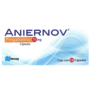 Aniernov (pregabalina) capsula 75mg, caja 14 capsulas.