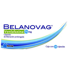 Belanovag (venlafaxina) capsula 75mg, caja 20 capsulas.