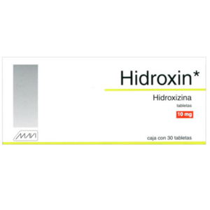 Hidroxin (Hidroxizina) tableta 10 mg, caja 30 tabletas.