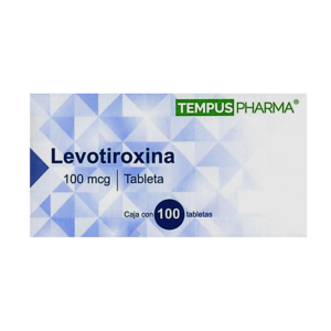 Levotiroxina tableta 100mcg, caja 100 tabletas.