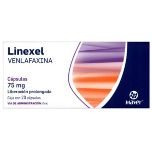 Linexel (venlafaxina) capsula 75mg, caja 20 capsulas.