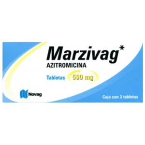 Marzivag (azitromicina) tableta 500mg, caja 3 tabletas.