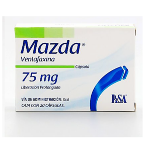 Mazda (venlafaxina) capsula 75mg, caja 20 capsulas.