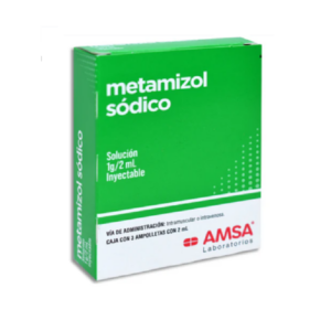 Metamizol sodico solucion inyectable 1g/2ml, caja 3 ampolletas.