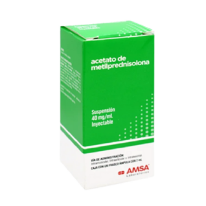 Metilprednisolona solucion inyectable 40mg, caja 1 ampolleta.