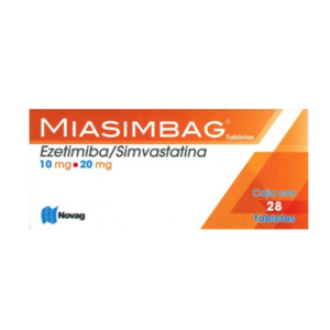 Miasimbag (simbastatina/ezetimiba) tableta 10mg/20mg, caja 28 tabletas.