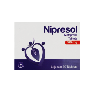Nipresol (metoprolol) tableta 100mg, caja 20 tabletas.