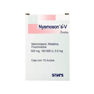 Nysmosons-V (metronidazol/nistatina/fluocinolona) ovulos intravaginales, caja 10 ovulos.