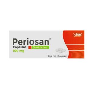 Periosan (doxiciclina) capsula 100mg, caja 10 capsulas.