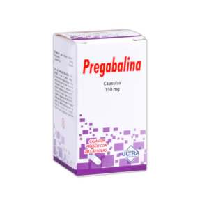 Pregabalina capsula 150mg, frasco 28 capsulas.