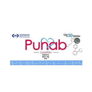 Punab (losartan) tableta 50mg, caja 30 tabletas.