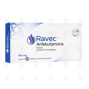 Ravec (anfebutamona) tableta 150mg, caja 30 tabletas.