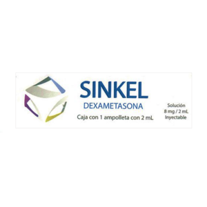 Sinkel (dexametasona) soluci?n inyectable 8 mg, caja 1 ampolleta.