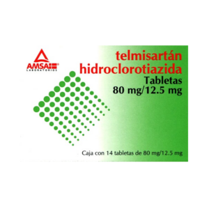 Telmisartan/Hidroclorotiazida tableta 80mg/12.5mg, caja 14 tabletas.