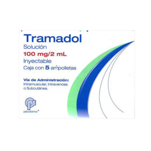 Tramadol soluci?n inyectable 100mg, caja 5 ampolletas.