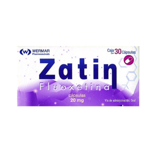 Zatin (Fluoxetina) capsulas 20mg, caja 30 capsulas.