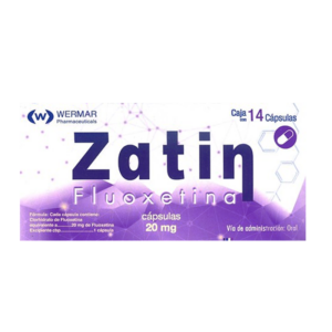 Zatin (fluoxetina) capsula 20mg, caja 14 capsulas.