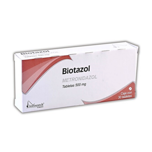Biotazol (Metronidazol) tableta 500mg, caja 30 tabletas.