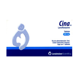 Cina (levofloxacino) tableta 500mg, caja 7 tabletas.