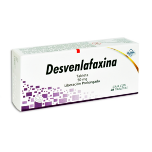 Desvenlafaxina tabletas de 50mg, caja 28 tabletas Liberacion prolongada.