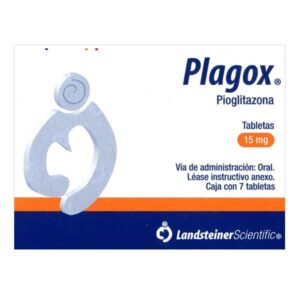 Plagox (pioglitazona) tableta 15mg, caja 7 tabletas.