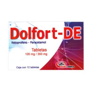 DolfortDE (ketoprofeno/paracetamol) tableta 100mg/300mg, caja 12 tabletas.