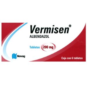 Vermisen (albendazol) tableta 200mg, caja 6 tabletas.