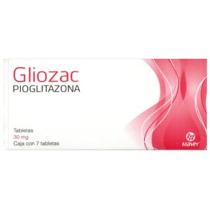 Gliozac (pioglitazona) tableta 30mg, caja 7 tabletas.