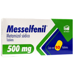 Messelfenil (metamizol sodico) tableta 500mg, caja 10 tabletas.