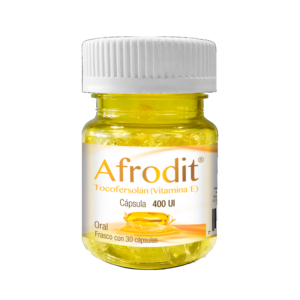 Afrodit (tocofersolan) capsula vitamina E 400ui, frasco 30 capsulas.