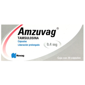 Amzuvag (tamsulosina) capsula 0.4mg, caja 20 capsulas.