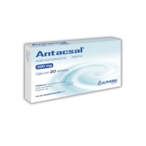 Antacsal (acido acetilsalicilico) tableta 500mg, caja 20 tabletas.