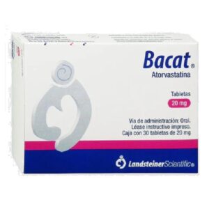 Bacat (atorvastatina) tableta 20mg, caja 30 tabletas.