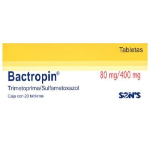 Bactropin (trimetoprim/sulfametoxazol) tableta 80mg/400mg, caja 20 tabletas.