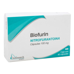 Biofurin (nitrofurantoina) capsula 100mg, caja 40 capsulas.