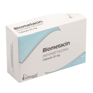 Biometacin (Indometacina) capsula 25mg, caja 30 capsulas.
