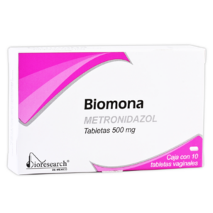 Biomona (metronidazol) tableta 500mg, caja 10 tabletas.