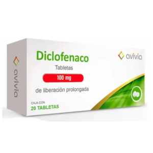 Diclofenaco tableta 100mg, caja 20 tabletas.