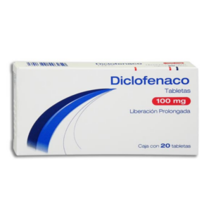 Diclofenaco tableta 100mg, caja 20 tabletas.
