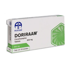 Doriraam (oxcarbazepina) tableta 600mg, caja 20 tabletas.